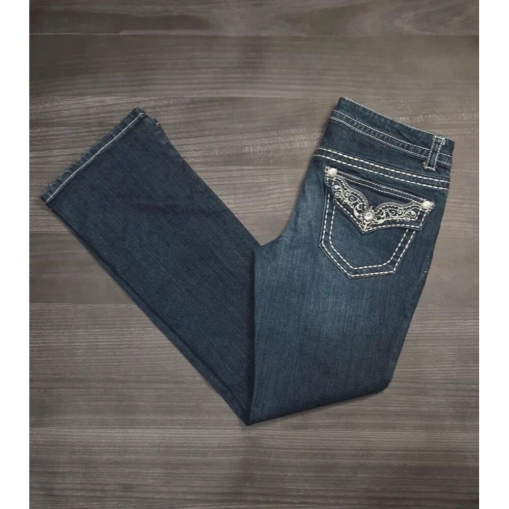 Paisley Sky Embroidered Dark Wash Denim Jeans Women's Size 8